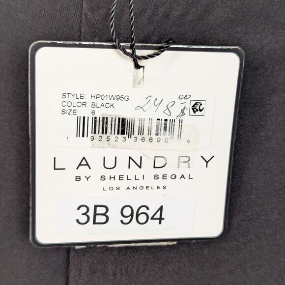 Laundry by Shelli Segal Ruffled High Low Midi Dress Gown Black Size 6 - Picture 7 of 16